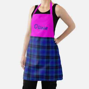 Merry Navy Plaid, Navy Blue Magenta Tartan Apron