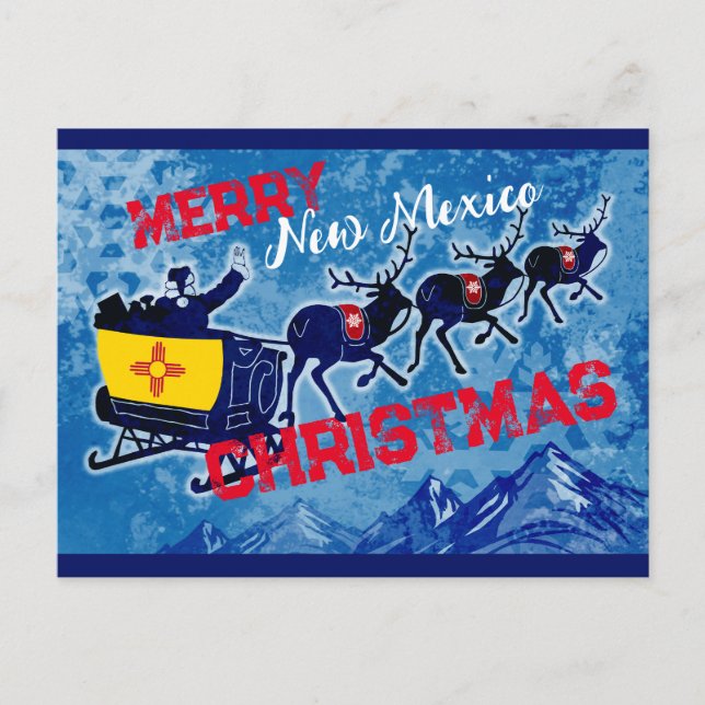 Merry New Mexico flag Christmas postcard (Front)