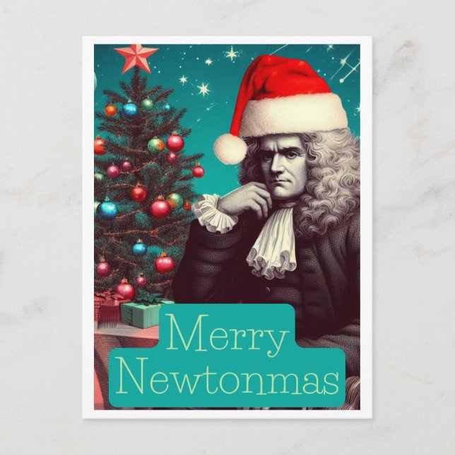 Merry Newtonmas Sir Isaac Newton Holiday Postcard (Front)