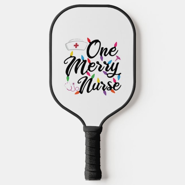 Merry Nurse Christmas Pickleball Paddle (Front)