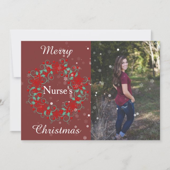 Merry Nurses Christmas Holiday Card (Front)