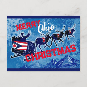 Merry Ohio flag Christmas postcard