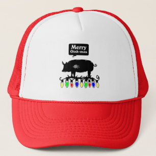 Merry Oink-Mas- Black Trucker Hat