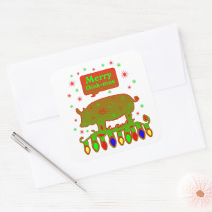 Merry Oink Mas Square Sticker