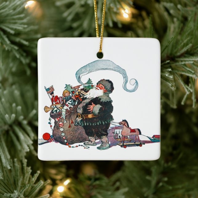 Merry Old Christmas Elf, Jessie Willcox Smith Ceramic Ornament (Tree)