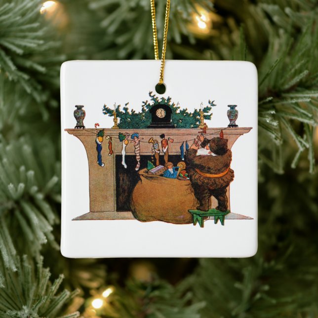 Merry Old Christmas Elf, Jessie Willcox Smith Ceramic Ornament (Tree)