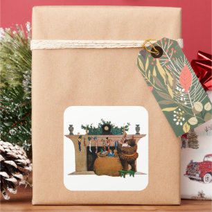 Merry Old Christmas Elf, Jessie Willcox Smith Square Sticker