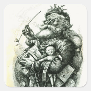 Merry Old Santa Claus Square Sticker