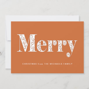 Merry Orange Swirls No Photo Christmas Holiday Card