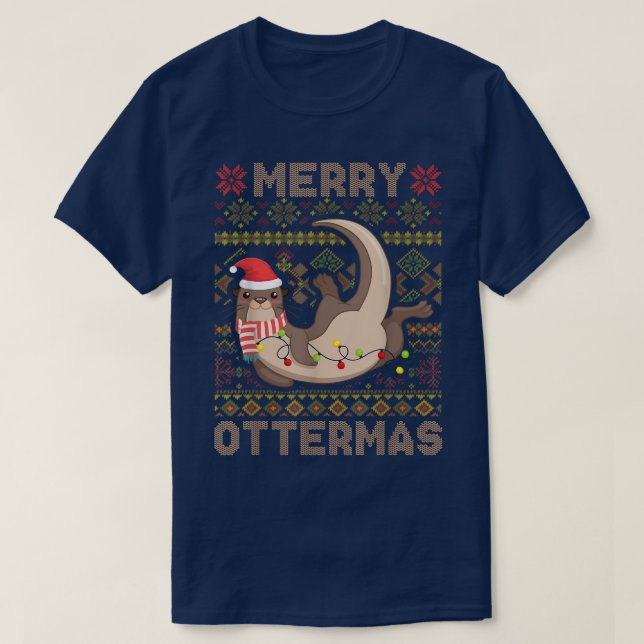 Merry Ottermas Christmas Santa Otter Ugly Sweater  (Design Front)