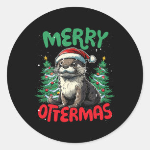 Merry Ottermas Funny Christmas Duck Lover Classic Round Sticker