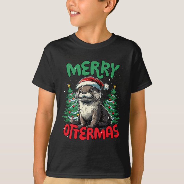 Merry Ottermas Funny Christmas Duck Lover  T-Shirt (Front)