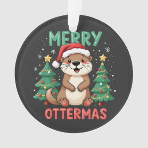 Merry Ottermas Funny Otter Animal Christmas Lovers Ornament