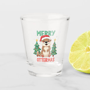 Merry Ottermas Funny Otter Animal Christmas Lovers Shot Glass