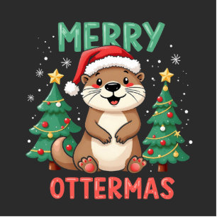 Merry Ottermas Funny Otter Animal Christmas Lovers Standing Photo Sculpture
