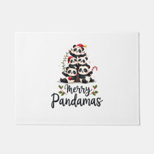 Merry Pandamas Pun Panda Christmas (2) Doormat