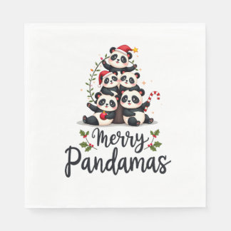 Merry Pandamas Pun Panda Christmas (2) Napkin