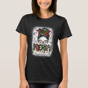 Merry Paraprofessional Messy Bun Paraeducator Chri T-Shirt