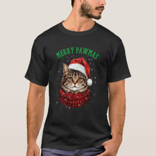 Merry Pawmas Funny Santa Cat Christmas for Kitten T-Shirt