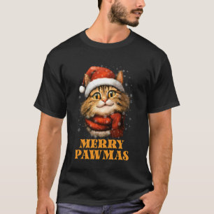 Merry Pawmas Funny Santa Cat Christmas for Kitten T-Shirt