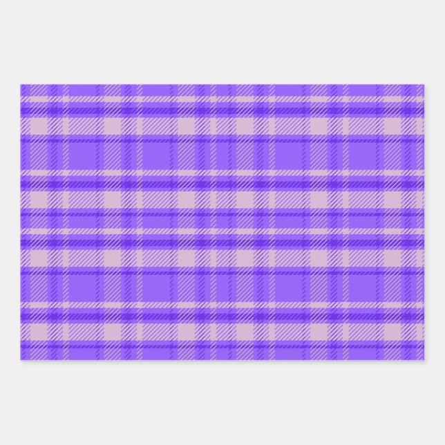 Merry Peri Plaid Bold Holiday Gift Bag Wrapping Paper Sheet (Front 3)