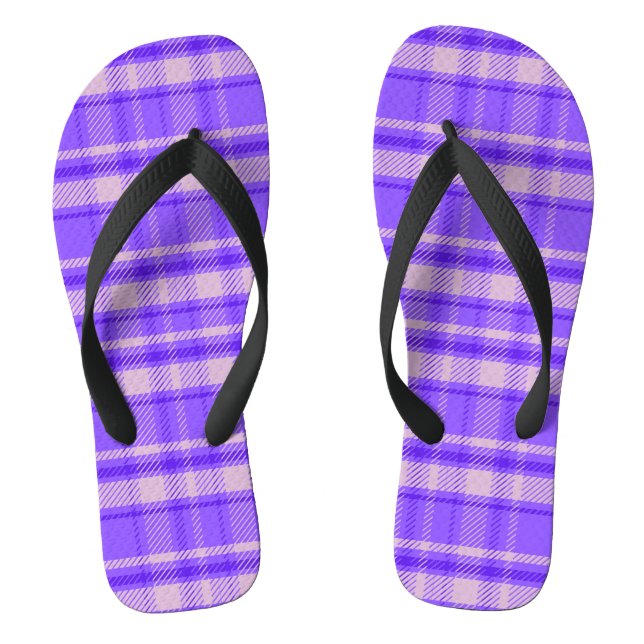 Merry Peri Plaid, Purple Tartan Flip Flops (Footbed)