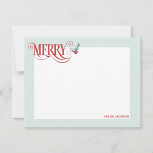 Merry Personalised Christmas Holiday Note Cards