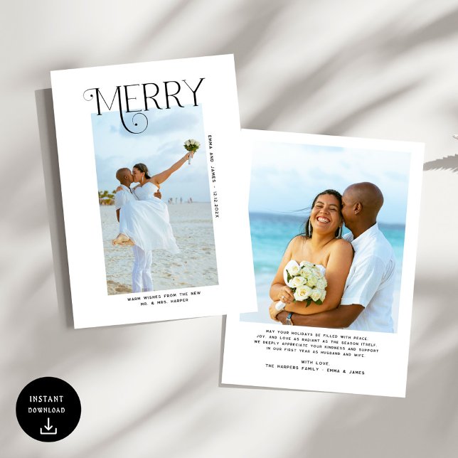 Merry  Photo Christmas Newlyweds Holiday Card (Creator Uploaded)