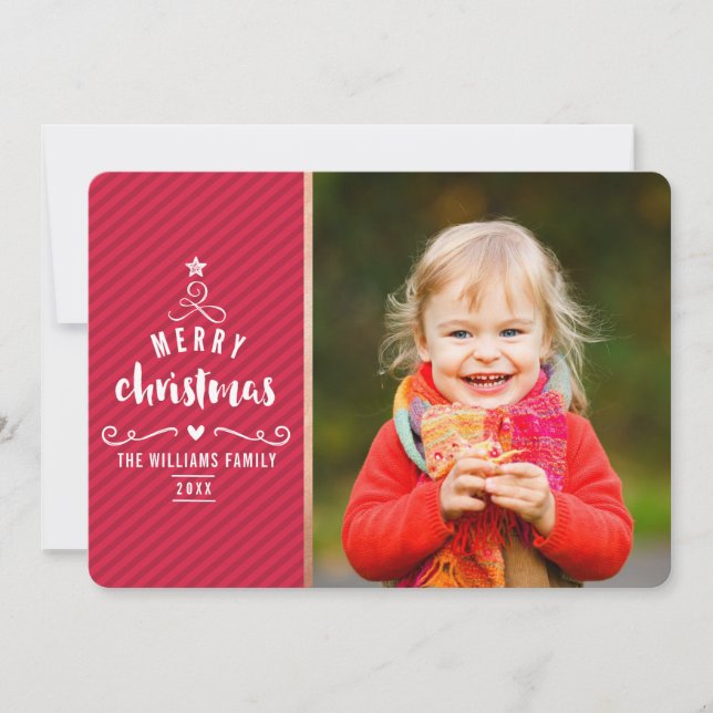 MERRY PHOTO HOLIDAY cute christmas tree design red (Front)