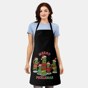 Merry Picklemas Funny Pickle Family Christmas Apron