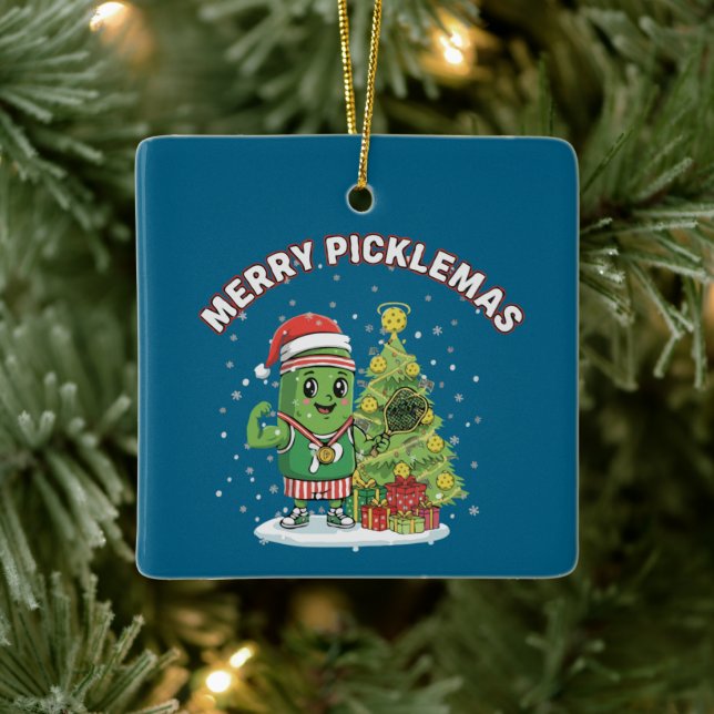  Merry Picklemas Funny Pickleball Champion   Ceramic Ornament (Tree)