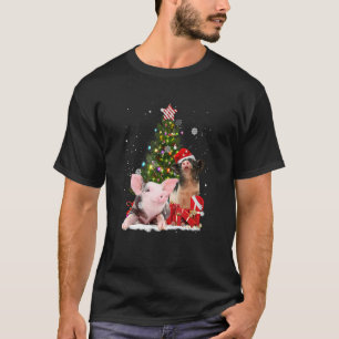 Merry Pig Christmas Pink Pigs Reindeer Hat Xmas Tr T-Shirt