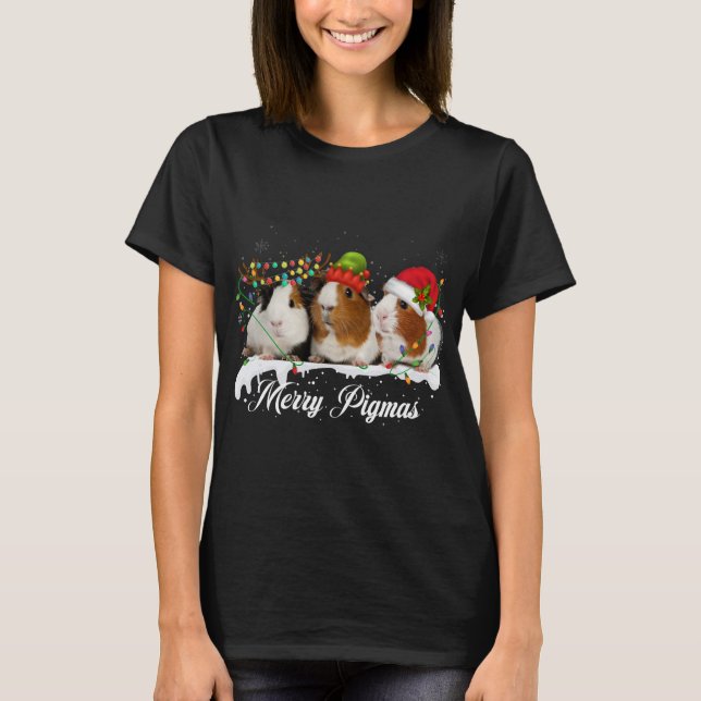 Merry Pigmas 2022 Funny Christmas Tree Xmas light  T-Shirt (Front)