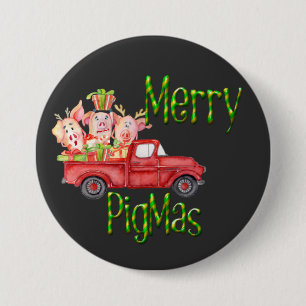 Merry Pigmas Christmas Colourful Pig Lovers Gifts  7.5 Cm Round Badge