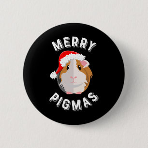 Merry Pigmas Cute and Funny Guinea Pig Christmas 6 Cm Round Badge