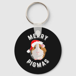Merry Pigmas Cute and Funny Guinea Pig Christmas Key Ring