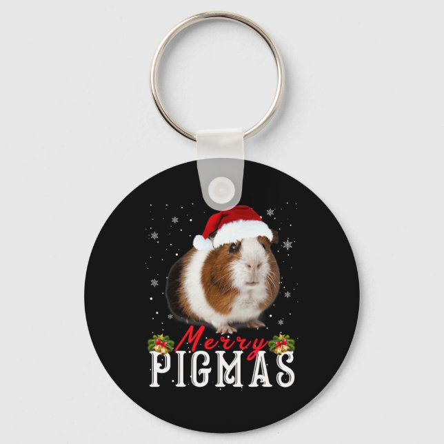 Merry Pigmas Face Mask Fun Guinea Pig Christmas Sa Key Ring (Front)