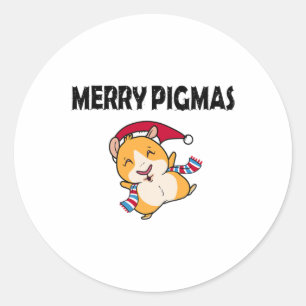 Merry Pigmas Face Mask Funny Guinea Pig Christmas Classic Round Sticker