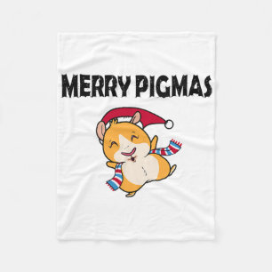 Merry Pigmas Face Mask Funny Guinea Pig Christmas  Fleece Blanket