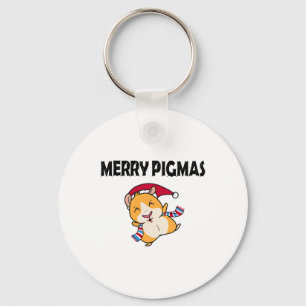 Merry Pigmas Face Mask Funny Guinea Pig Christmas  Key Ring
