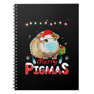 Merry Pigmas Face Mask Funny Guinea Pig Christmas Notebook