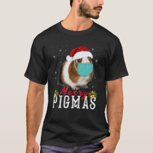 Merry Pigmas Face Mask Funny Guinea Pig Christmas  T-Shirt