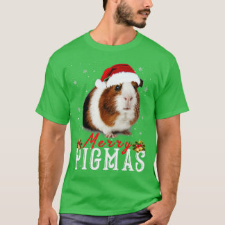 Merry Pigmas Face Mask Funny Guinea Pig Christmas  T-Shirt