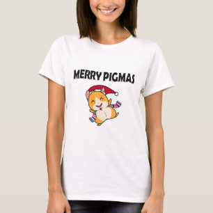 Merry Pigmas Face Mask Funny Guinea Pig Christmas  T-Shirt