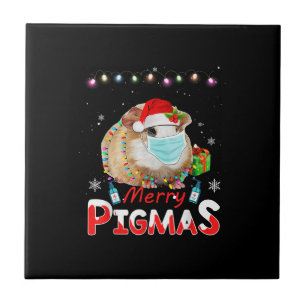 Merry Pigmas Face Mask Funny Guinea Pig Christmas Tile