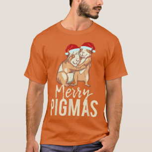 Merry Pigmas Face Mask Funny Guinea Pig Santa Hat T-Shirt