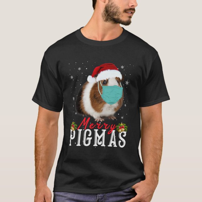 Merry Pigmas Face Mask  Guinea Pig Christmas santa T-Shirt (Front)