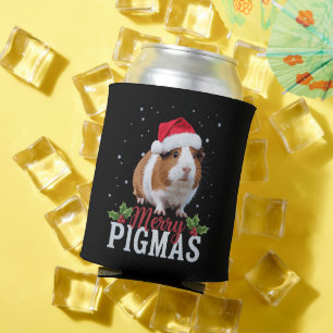 Merry Pigmas Funny Guinea Pig Christmas Santa Xmas Can Cooler