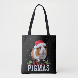 Merry Pigmas Funny Guinea Pig Christmas Santa Xmas Tote Bag