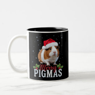 Merry Pigmas Funny Guinea Pig Christmas Santa Xmas Two-Tone Coffee Mug